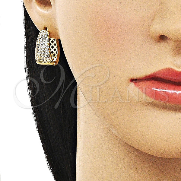 Gold Filled Hoop Earrings — Huggie Hoop with White Cubic Zirconia Polished 02. — alternate product view — SKU 163081 | Oro Laminado aretes de aro — Huggie Hoop with blanco Cubic Zirconia pulido 02. — SKU 163081