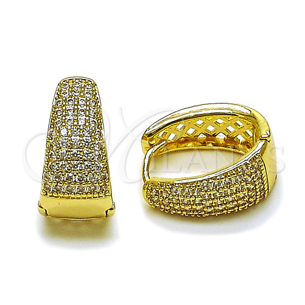Gold Filled Hoop Earrings — Huggie Hoop with White Cubic Zirconia Polished 02. — main product view — SKU 163081 | Oro Laminado aretes de aro — Huggie Hoop with blanco Cubic Zirconia pulido 02. — SKU 163081