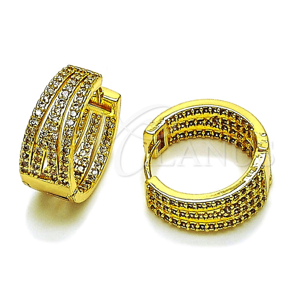 Gold Filled Hoop Earrings — Huggie Hoop with White Cubic Zirconia Polished 02. — main product view — SKU 163082 | Oro Laminado aretes de aro — Huggie Hoop with blanco Cubic Zirconia pulido 02. — SKU 163082