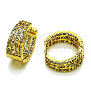 Gold Filled Hoop Earrings — Huggie Hoop with White Cubic Zirconia Polished 02. — main product view — SKU 163082 | Oro Laminado aretes de aro — Huggie Hoop with blanco Cubic Zirconia pulido 02. — SKU 163082