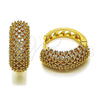 Oro Laminado Huggie Hoop, Gold Filled Style Heart Design, with White Cubic Zirconia, Polished, Golden Finish, 02.283.0377.25