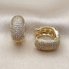 Oro Laminado Huggie Hoop, Gold Filled Style with White Cubic Zirconia, Polished, Golden Finish, 02.283.0378.18