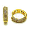 Oro Laminado Huggie Hoop, Gold Filled Style Heart Design, with White Micro Pave, Polished, Golden Finish, 02.283.0379.25