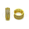 Oro Laminado Huggie Hoop, Gold Filled Style with White Cubic Zirconia, Polished, Golden Finish, 02.283.0384.16