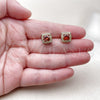 Oro Laminado Stud Earring, Gold Filled Style Cluster Design, with Garnet and White Cubic Zirconia, Polished, Golden Finish, 02.283.0306.1