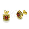 Oro Laminado Stud Earring, Gold Filled Style Cluster Design, with Garnet and White Cubic Zirconia, Polished, Golden Finish, 02.283.0306.1