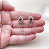 Oro Laminado Stud Earring, Gold Filled Style Teardrop and Cluster Design, with Garnet and White Cubic Zirconia, Polished, Golden Finish, 02.283.0386.1