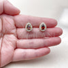Oro Laminado Stud Earring, Gold Filled Style Teardrop and Cluster Design, with Garnet and White Cubic Zirconia, Polished, Golden Finish, 02.283.0386.1
