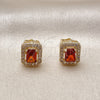 Oro Laminado Stud Earring, Gold Filled Style Cluster Design, with Garnet and White Cubic Zirconia, Polished, Golden Finish, 02.283.0309.1