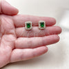 Oro Laminado Stud Earring, Gold Filled Style Cluster Design, with Green and White Cubic Zirconia, Polished, Golden Finish, 02.283.0309.2