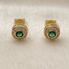 Oro Laminado Stud Earring, Gold Filled Style Cluster Design, with Green and White Cubic Zirconia, Polished, Golden Finish, 02.283.0282.2