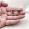 Oro Laminado Stud Earring, Gold Filled Style Cluster Design, with Garnet Cubic Zirconia and White Micro Pave, Polished, Golden Finish, 02.283.0310.1