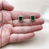 Oro Laminado Stud Earring, Gold Filled Style Cluster Design, with Green Cubic Zirconia and White Micro Pave, Polished, Golden Finish, 02.283.0310.2