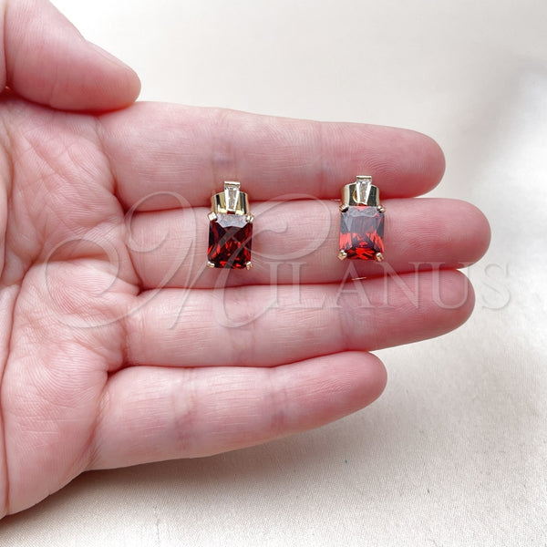 Gold Filled Ring — Stud Earring Baguette Design with Garnet and White — alternate product view — SKU 163109 | Oro Laminado anillo — Stud Earring Baguette diseño with Garnet and blanco — SKU 163109