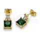 Oro Laminado Stud Earring, Gold Filled Style with Green and White Cubic Zirconia, Polished, Golden Finish, 02.283.0312.2