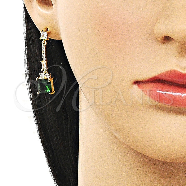 Gold Filled Ring — Long Earring Baguette Design with Green and White — alternate product view — SKU 163114 | Oro Laminado anillo — largo Earring Baguette diseño with Green and blanco — SKU 163114