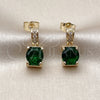 Oro Laminado Stud Earring, Gold Filled Style with Green and White Cubic Zirconia, Polished, Golden Finish, 02.283.0316.2