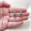 Oro Laminado Stud Earring, Gold Filled Style with Green and White Cubic Zirconia, Polished, Golden Finish, 02.283.0316.2