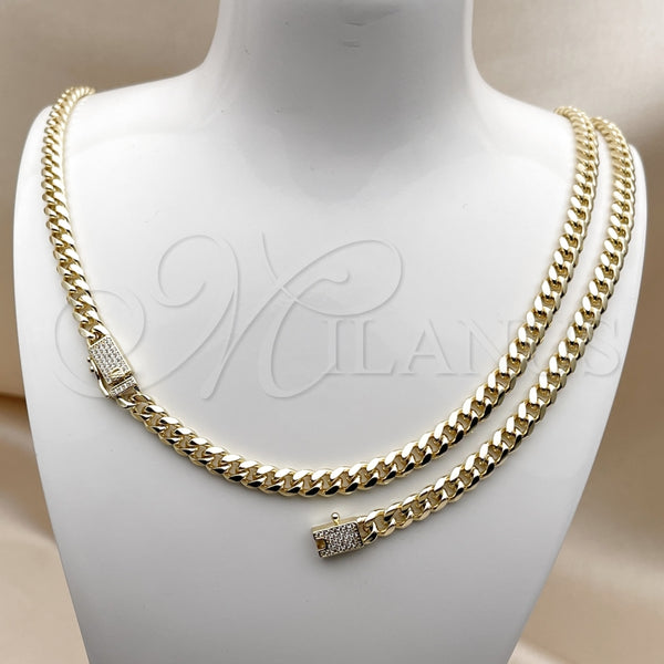 Gold Filled Bracelet — Necklace and Bracelet Miami Cuban Design with White — alternate product view — SKU 163119 | Oro Laminado brazalete — Necklace and Bracelet Miami Cuban diseño with blanco — SKU 163119