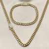 Oro Laminado Necklace and Bracelet, Gold Filled Style Miami Cuban Design, with White Micro Pave, Polished, Golden Finish, 06.213.0025.24