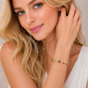 Oro Laminado Fancy Bracelet, Gold Filled Style Hugs and Kisses and Heart Design, with Multicolor and White Cubic Zirconia, Polished, Golden Finish, 03.266.0058.07 (Thickness, 8 Inches Length)