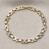 Oro Laminado Fancy Bracelet, Gold Filled Style Infinite Design, with White Cubic Zirconia, Polished, Golden Finish, 03.266.0059.07