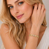Oro Laminado Fancy Bracelet, Gold Filled Style Hugs and Kisses and Butterfly Design, with White Cubic Zirconia, Polished, Golden Finish, 03.266.0061.08 (Thickness, 8 Inches Length)
