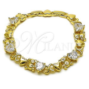 Gold Filled Bracelet — Fancy Bracelet Hugs and Kisses and Heart Design — main product view — SKU 163127 | Oro Laminado brazalete — elegante Bracelet Hugs and Kisses and corazón diseño — SKU 163127