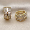 Oro Laminado Huggie Hoop, Gold Filled Style Baguette Design, with White Cubic Zirconia, Polished, Golden Finish, 02.237.0053.16