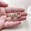 Oro Laminado Huggie Hoop, Gold Filled Style Baguette Design, with White Cubic Zirconia, Polished, Golden Finish, 02.237.0053.16