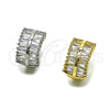 Oro Laminado Huggie Hoop, Gold Filled Style Baguette Design, with White Cubic Zirconia, Polished, Golden Finish, 02.237.0053.16