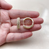 Oro Laminado Huggie Hoop, Gold Filled Style Baguette Design, with White Cubic Zirconia, Polished, Golden Finish, 02.237.0054.20