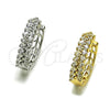 Oro Laminado Huggie Hoop, Gold Filled Style Baguette Design, with White Cubic Zirconia, Polished, Golden Finish, 02.237.0054.20