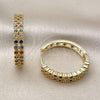 Oro Laminado Huggie Hoop, Gold Filled Style with Multicolor Cubic Zirconia, Polished, Golden Finish, 02.237.0059.25