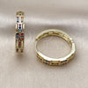Oro Laminado Huggie Hoop, Gold Filled Style with Multicolor Micro Pave, Polished, Golden Finish, 02.237.0060.25