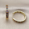 Oro Laminado Huggie Hoop, Gold Filled Style with White Cubic Zirconia, Polished, Golden Finish, 02.237.0061.25