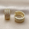 Oro Laminado Huggie Hoop, Gold Filled Style with White Cubic Zirconia, Polished, Golden Finish, 02.237.0062.15