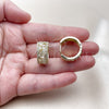 Oro Laminado Huggie Hoop, Gold Filled Style Baguette Design, with White Cubic Zirconia, Polished, Golden Finish, 02.237.0064.20