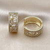 Oro Laminado Huggie Hoop, Gold Filled Style Baguette Design, with White Cubic Zirconia, Polished, Golden Finish, 02.237.0064.20
