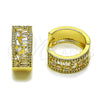 Oro Laminado Huggie Hoop, Gold Filled Style Baguette Design, with White Cubic Zirconia, Polished, Golden Finish, 02.237.0064.20