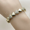 Oro Laminado Individual Bangle, Gold Filled Style Heart Design, with White Micro Pave, Polished, Tricolor, 07.237.0005