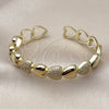 Oro Laminado Individual Bangle, Gold Filled Style Heart Design, with White Micro Pave, Polished, Tricolor, 07.237.0005 (Thickness, One size fits all)