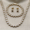 Oro Laminado Necklace and Bracelet, Gold Filled Style with White Cubic Zirconia, Polished, Golden Finish, 06.283.0002.16