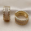 Oro Laminado Huggie Hoop, Gold Filled Style with White Micro Pave, Polished, Golden Finish, 02.283.0388.20