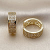 Oro Laminado Huggie Hoop, Gold Filled Style with White Micro Pave, Polished, Golden Finish, 02.283.0390.18