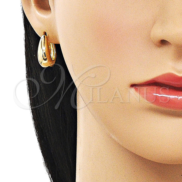 Gold Filled Hoop Earrings — Huggie Hoop Teardrop Design Polished 02. — alternate product view — SKU 163151 | Oro Laminado aretes de aro — Huggie Hoop Teardrop diseño pulido 02. — SKU 163151