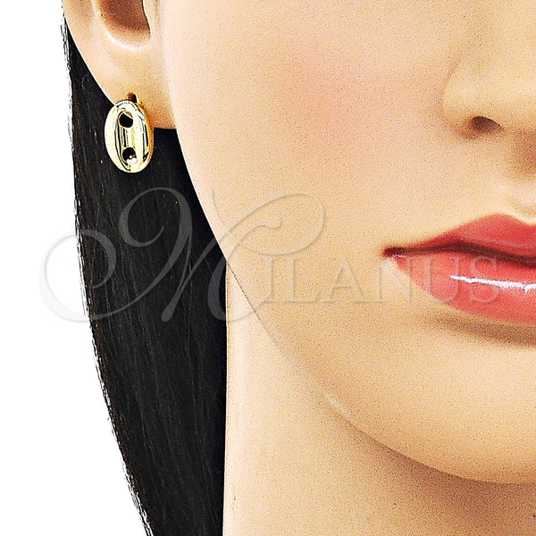 Gold Filled Hoop Earrings — Huggie Hoop Puff Mariner Design Polished 02. — alternate product view — SKU 163153 | Oro Laminado aretes de aro — Huggie Hoop Puff Mariner diseño pulido 02. — SKU 163153