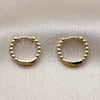 Oro Laminado Huggie Hoop, Gold Filled Style Ball Design, Polished, Golden Finish, 02.213.0893.14
