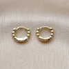 Oro Laminado Huggie Hoop, Gold Filled Style Ball Design, Polished, Golden Finish, 02.213.0893.10