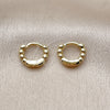 Oro Laminado Huggie Hoop, Gold Filled Style Ball Design, Polished, Golden Finish, 02.213.0893.10